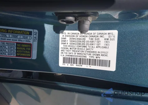 2016 Honda Cr-V Ex from USA, damaged, VIN 2HKRM4H52GH632966